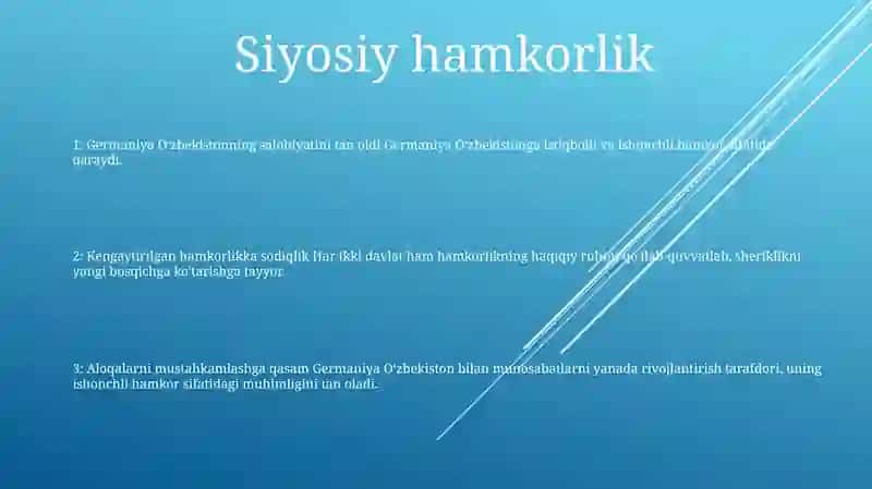 Germaniya O‘zbekistonning Ishonchli Va Istiqbolli Sherigi 2