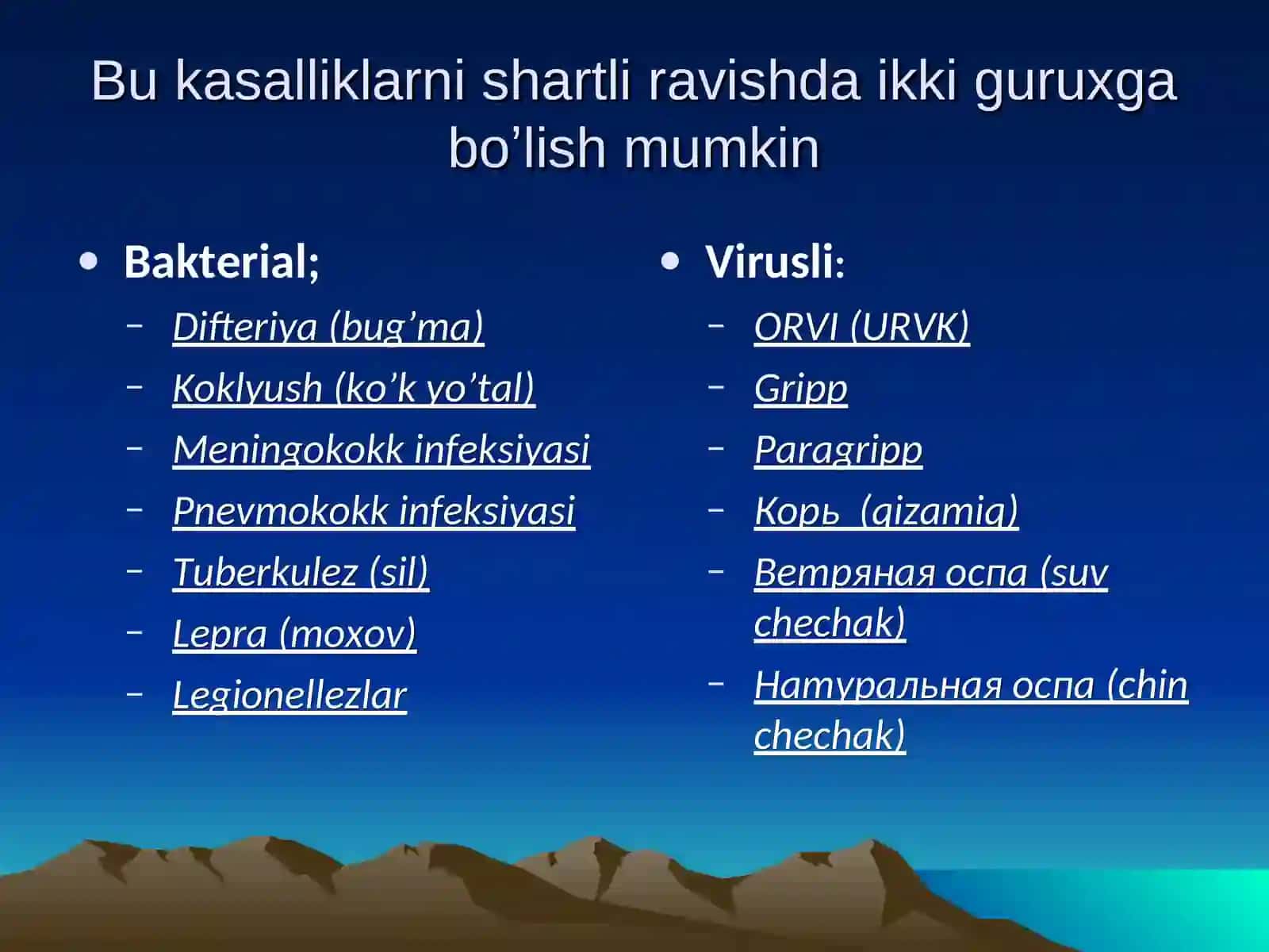 Havo-tomchi yuqumli kasallik qoʼzgʼatuvchilari 2