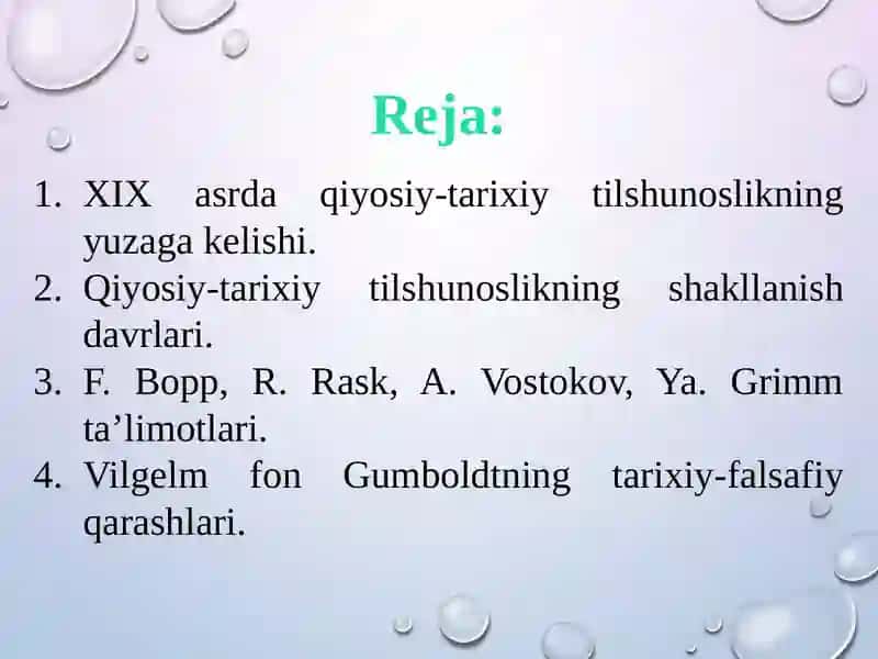 XIX asrda Qiyosiy-tarixiy tilshunoslikning vujudga kelishi 2