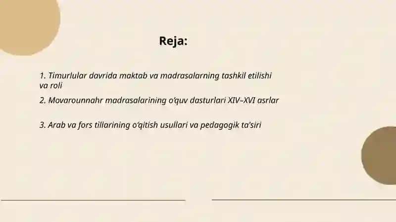 XIV asrning ikkinchi yarmi va XVI asrda Movarounnahrda tarbiya, maktab va pedagogik fikrlar rivoji 2