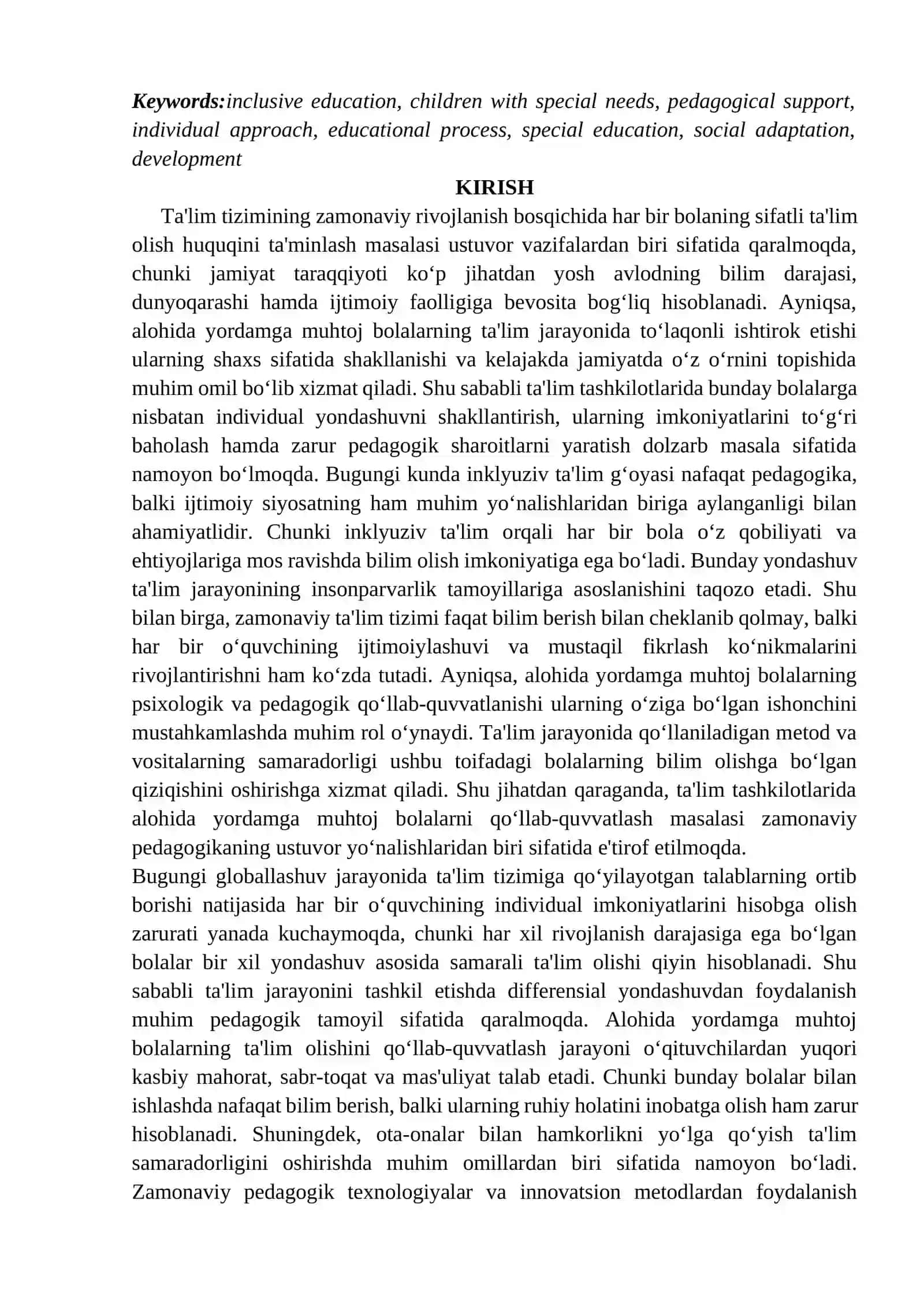 Ta'lim tashkilotlarida alohida yordamga muhtoj bolalarni ta'lim olishini qo'llab quvvatlash 2