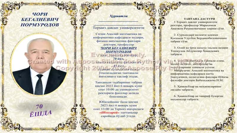 Chori Begalievich Normurodov hayoti va faoliyati 2