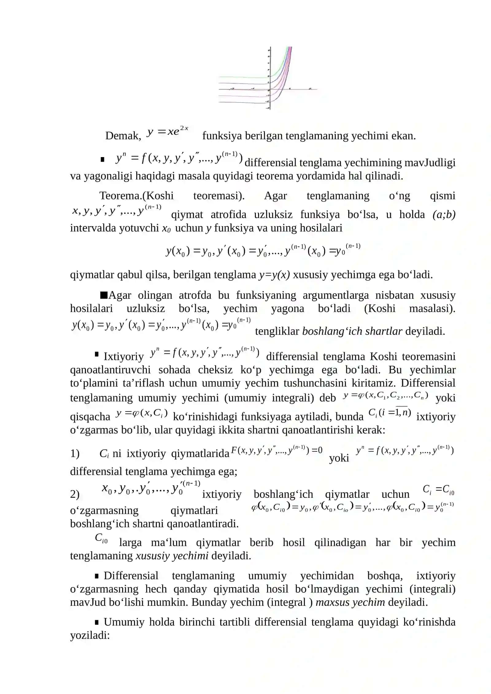 Differensial tenglamalar va birinchi tartibli differensial tenglamalar 2