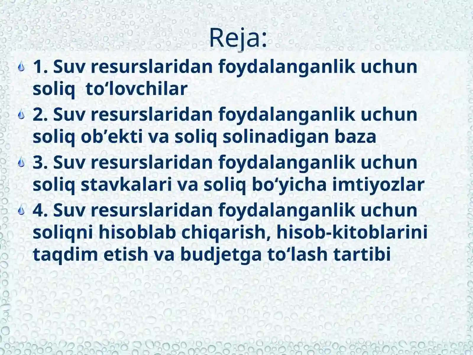 Suv resurslaridan foydalanganlik uchun soliq 2