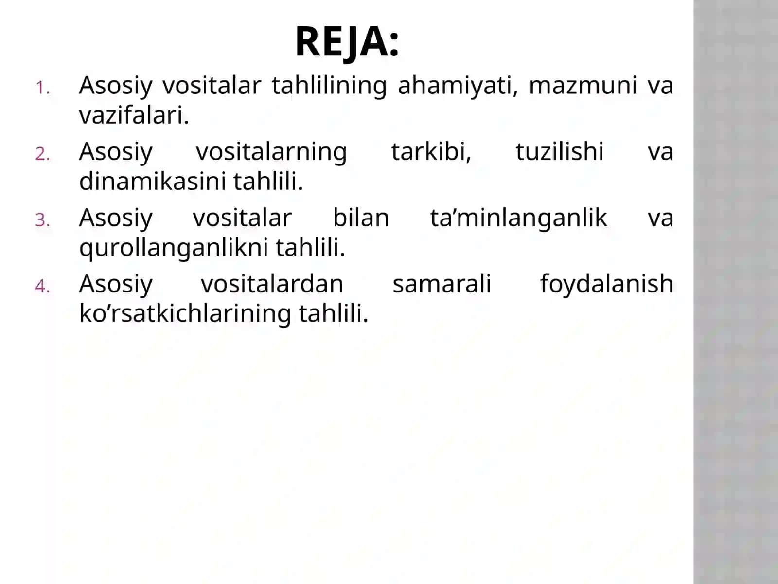 Asosiy Vositalar va Ulardan Foydalanish Tahlili 2