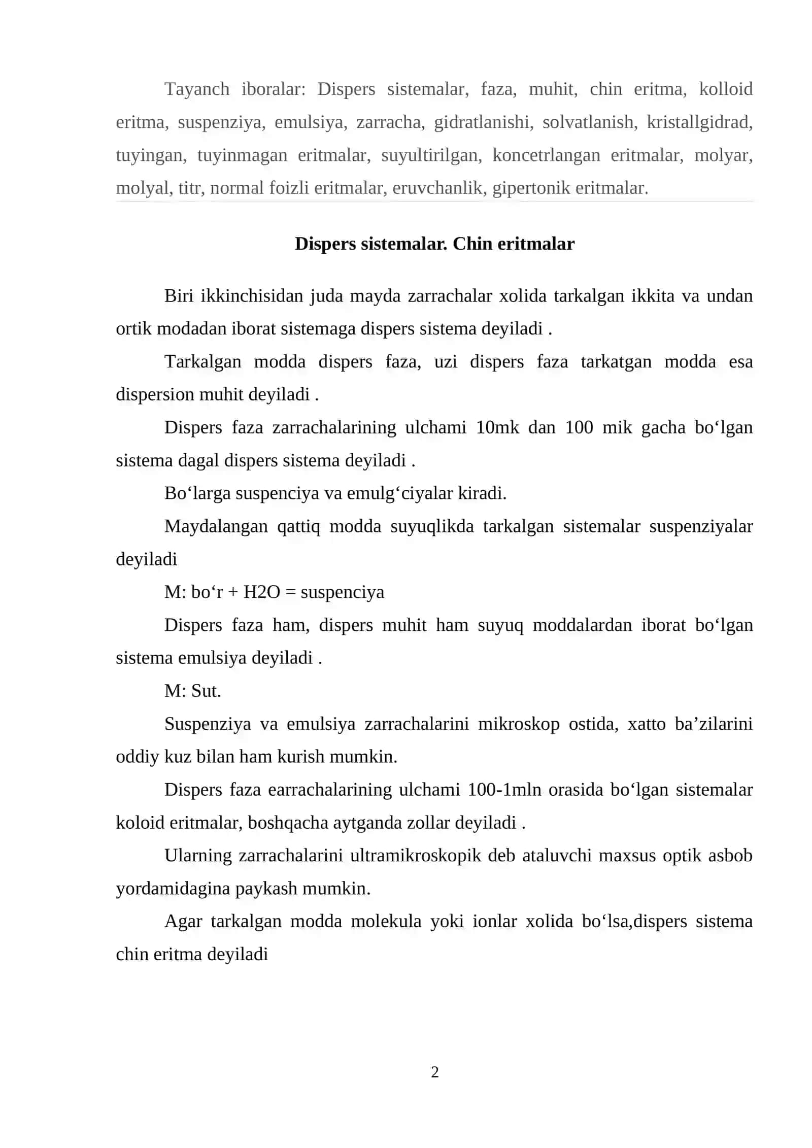 DISPERS SISTEMALAR. ZOLL VA GELLAMNING QO`LLANILISHI 2