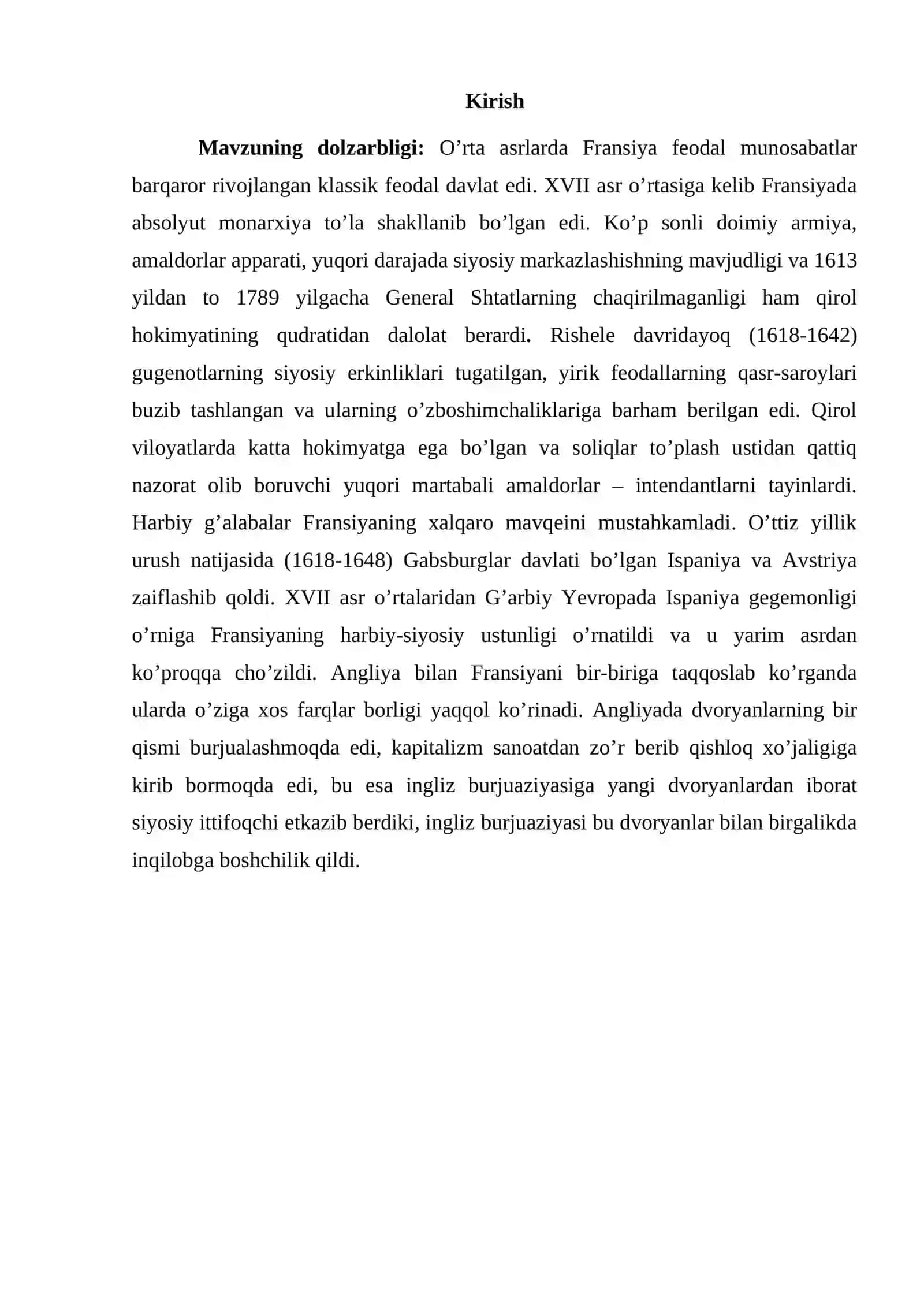 Fransiya XVII asrning ikkinchi yarmi - XX asr boshida 2