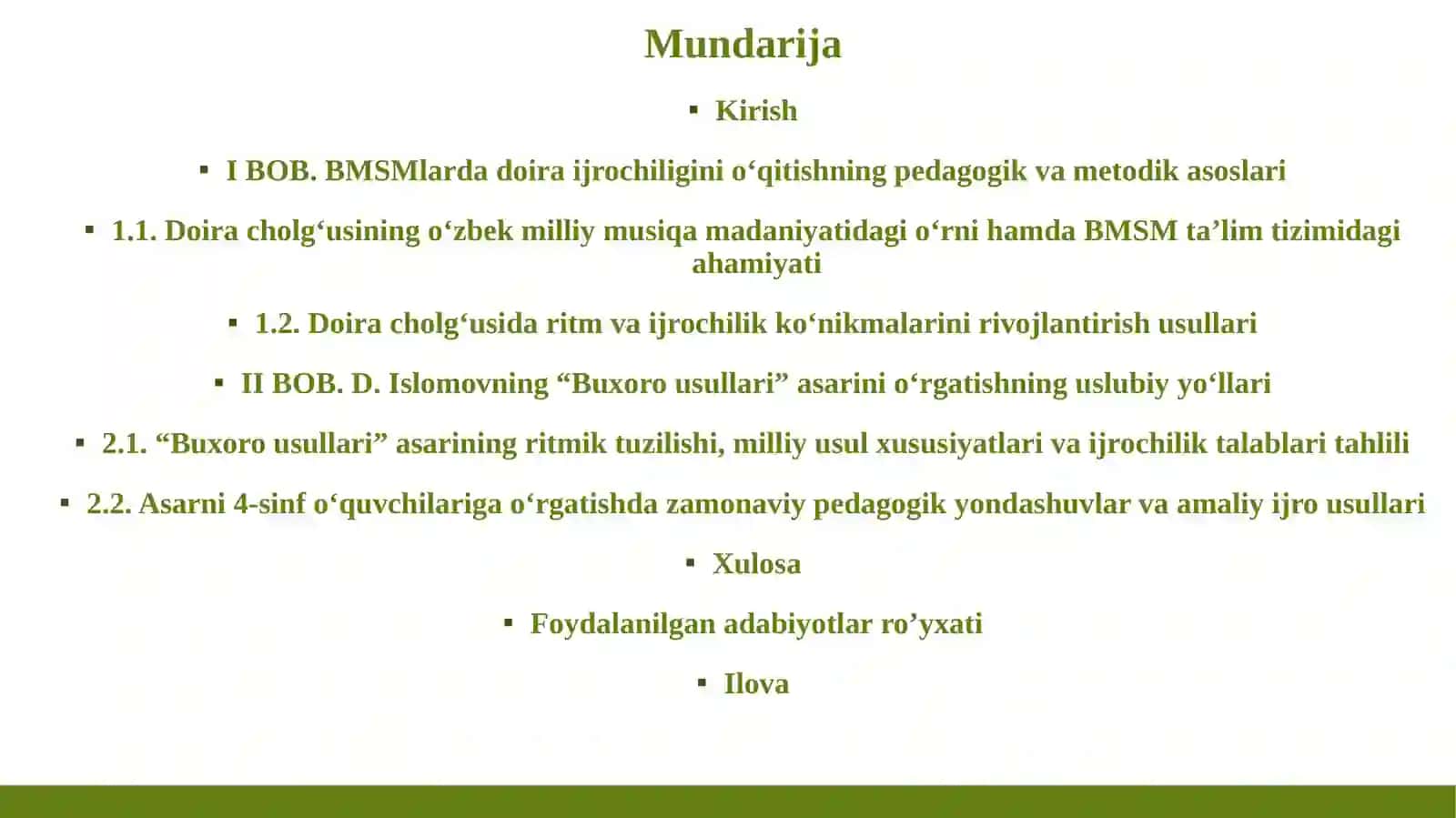 Buxoro usullari asarining o‘quv metodikasi 2