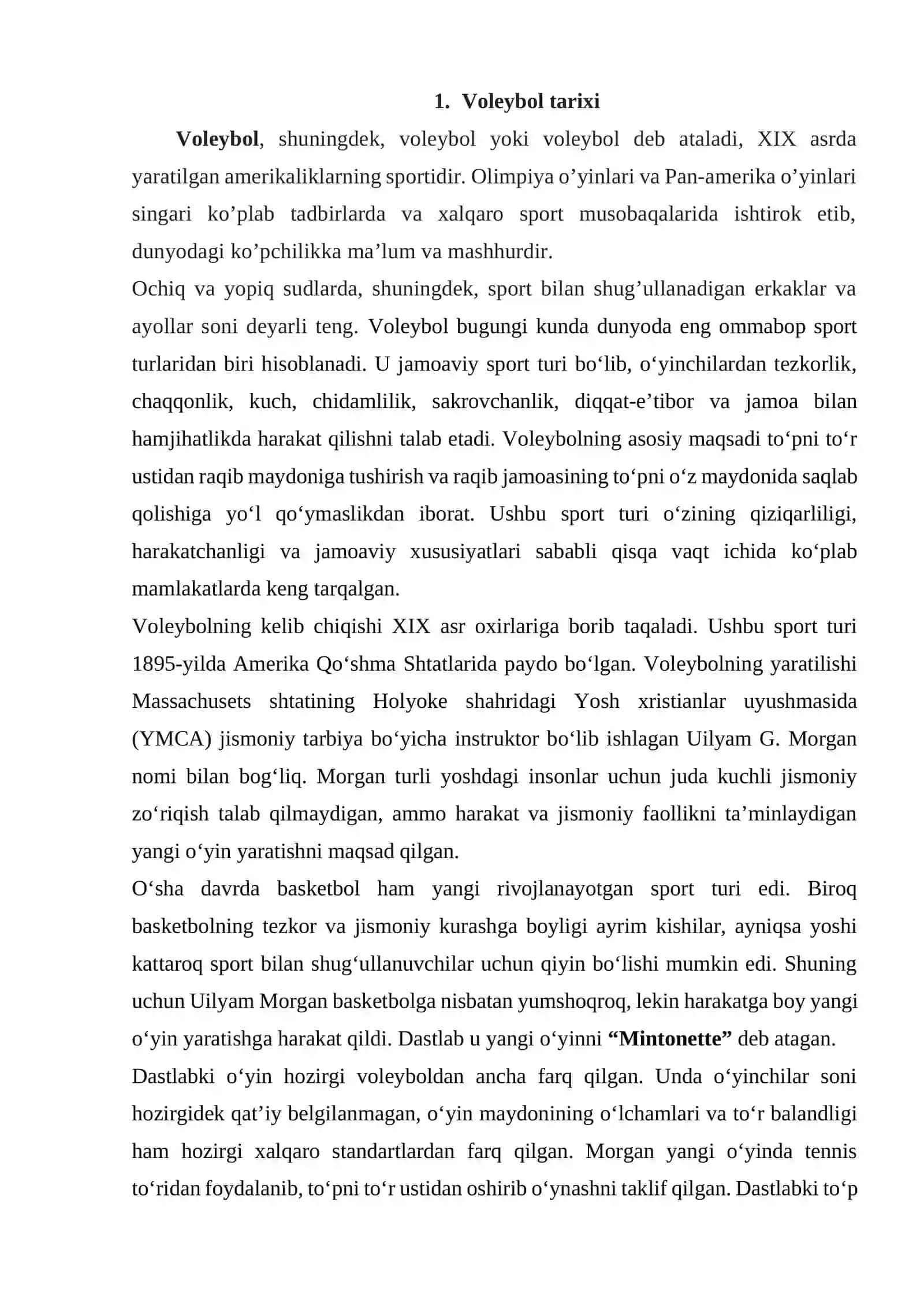 Voleybol o‘yinining kelib chiqiqshi va rivojlanish tarixi 2
