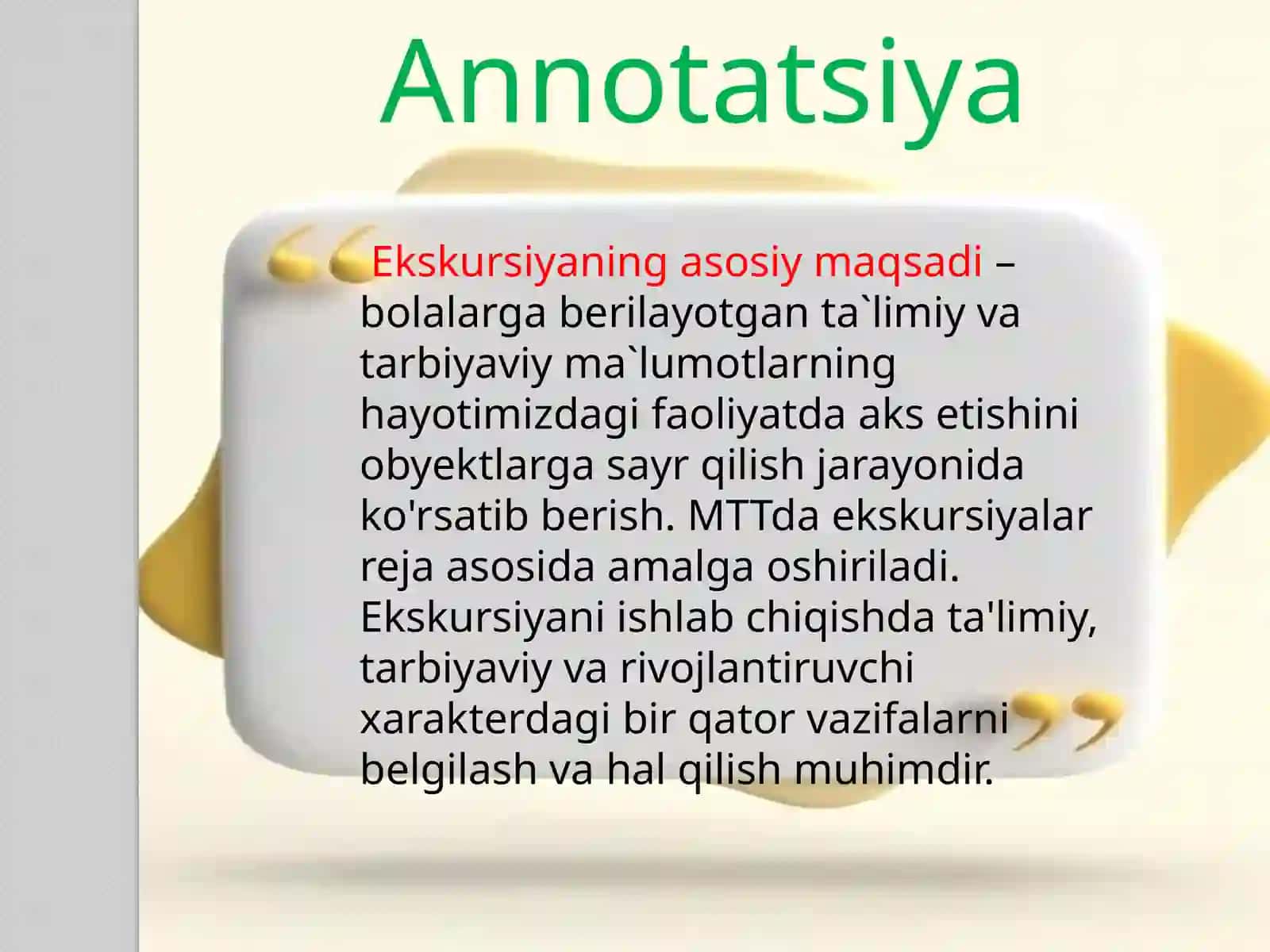 Maktabgacha ta’lim tashkilotlarida ekskursiyani o’tkazish mazmuni 2