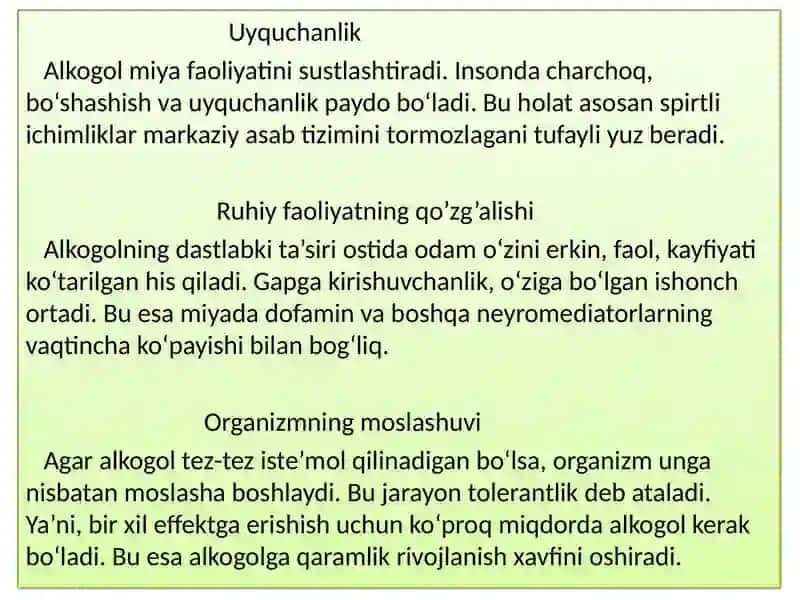 Alkogolizm va uning asoratlari 2