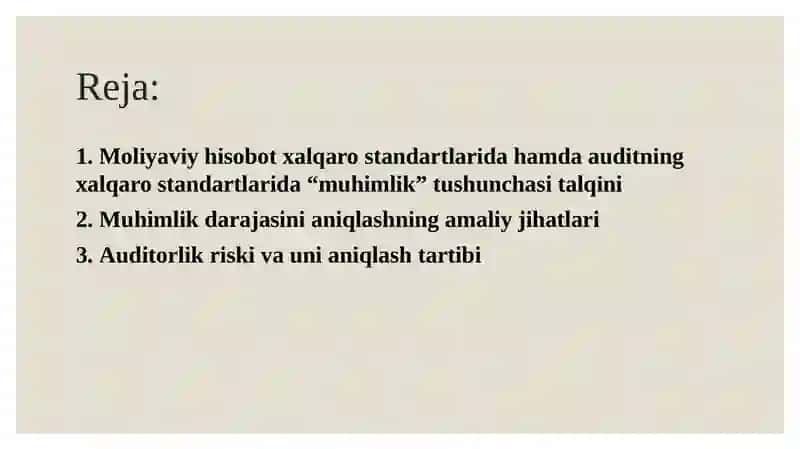 AUDITORLIK TEKSHIRUVIDA MUHIMLIK VA RISK 2