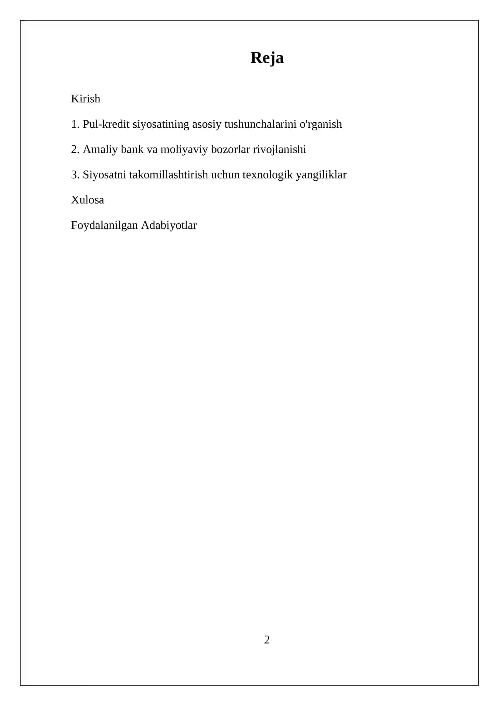 Pul-Kredit Siyosati 2