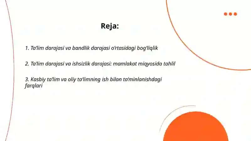 Ta’lim darajasining ish bilan ta’minlanishga ta’sirini baholash 2