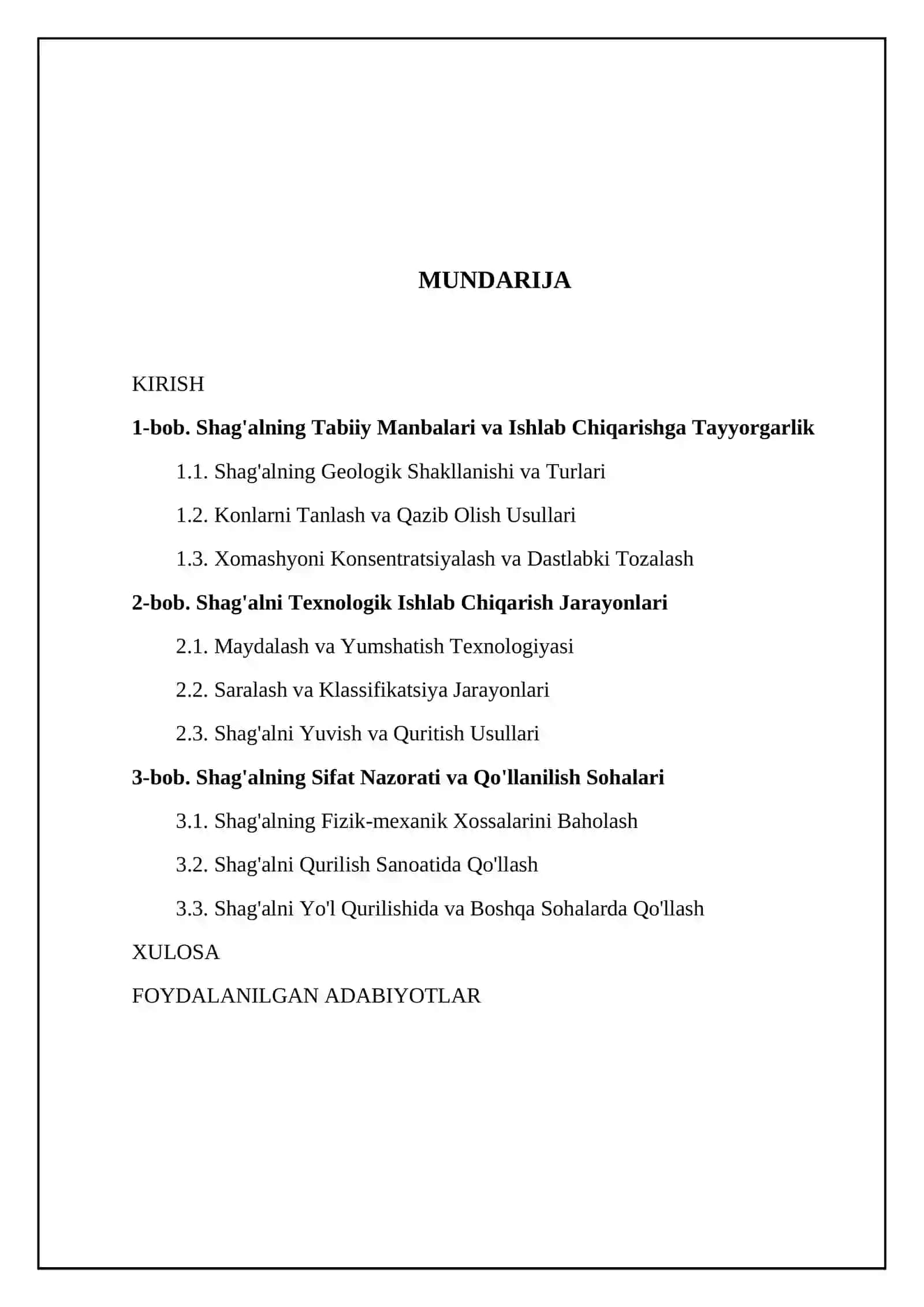 Shag'al ishlab chiqarish texnologiyasi 2