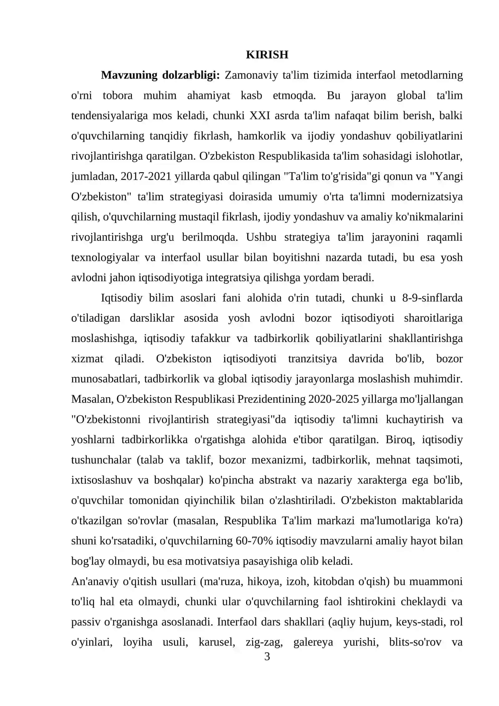 Iqtisodiy bilim asoslari fanida interfaol dars shakllaridan foydalanish 2