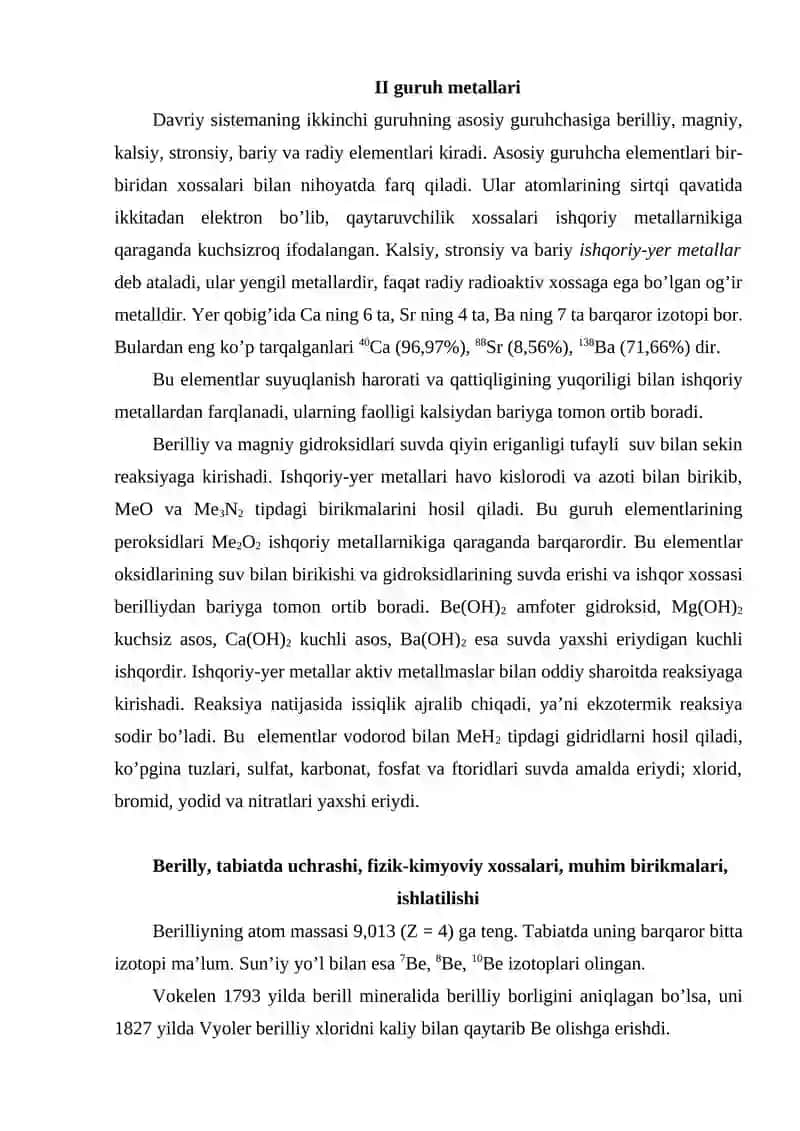 II GURUH ELEMENTLARI 2