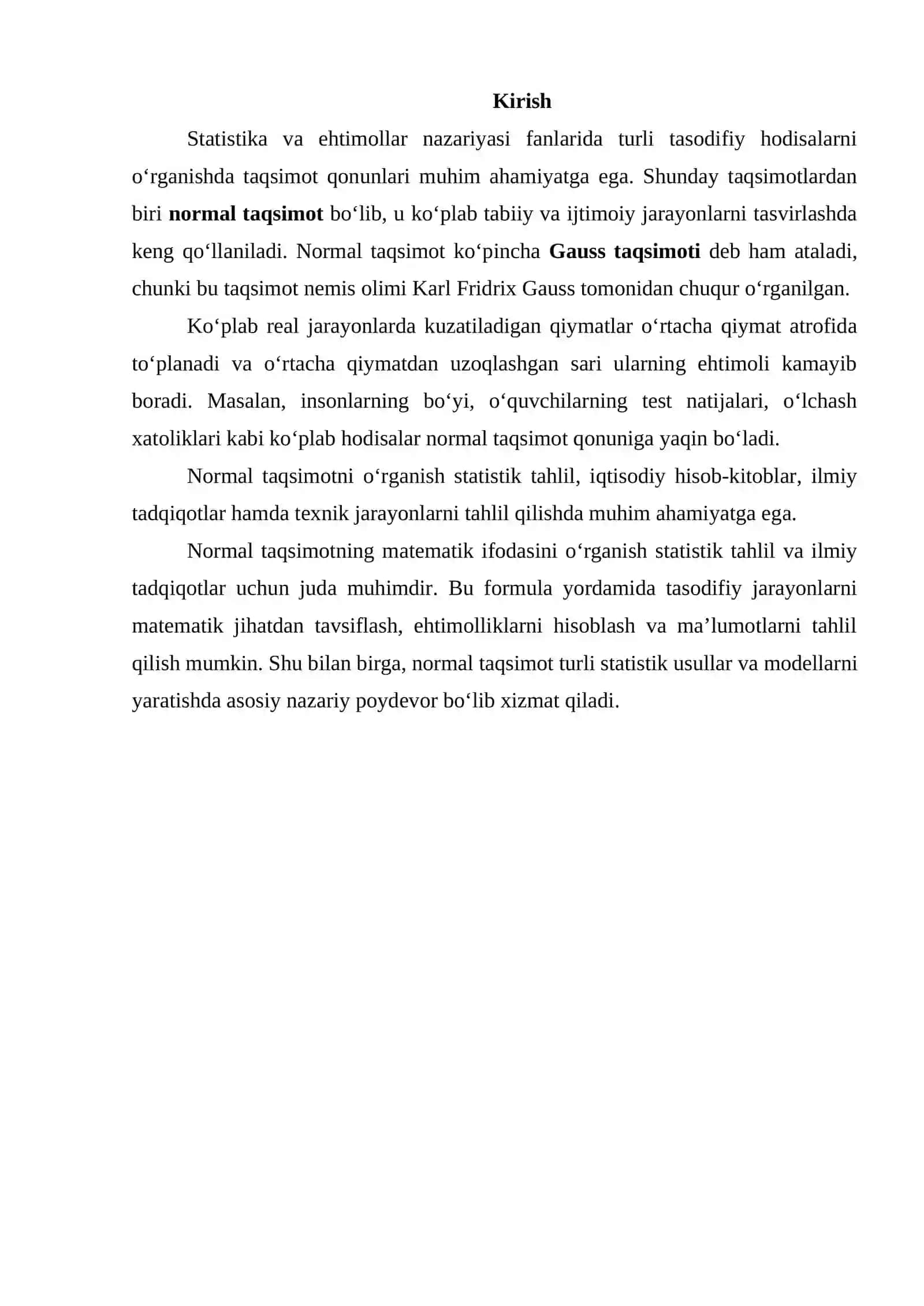 Normal taqsimoti va uning xususiyatlari 2