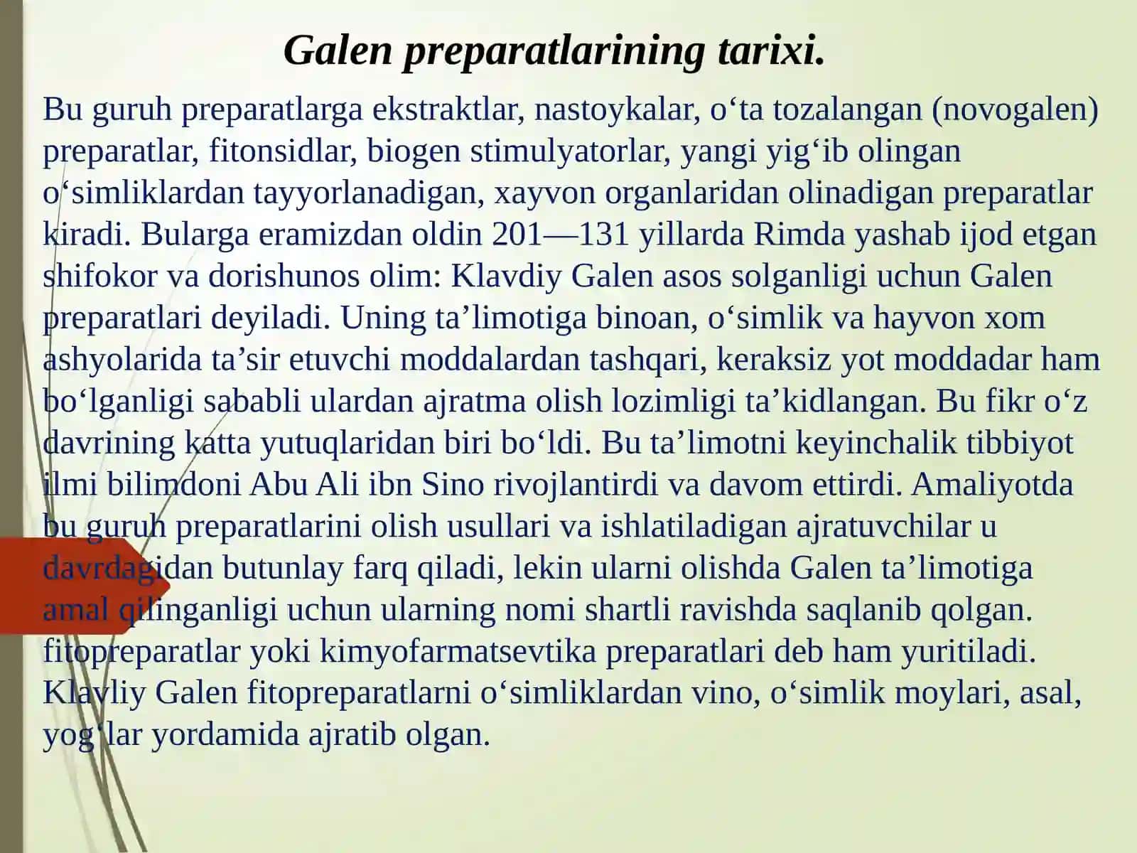 Novogalen preparatlarini olish texnologiyasi 2