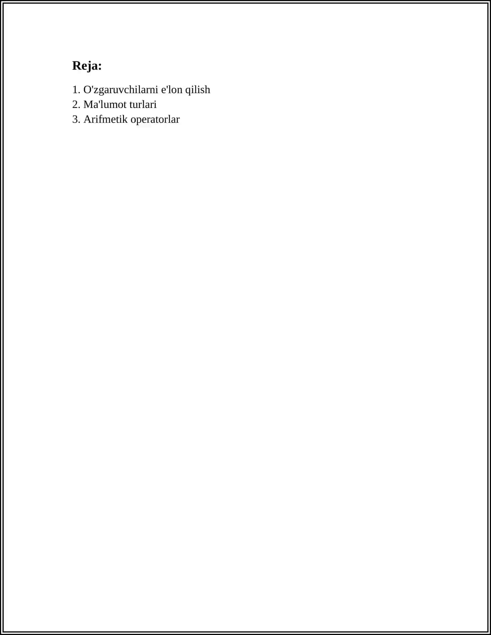 DASTURLASHNING ASOSIY OPERATORLARI 2