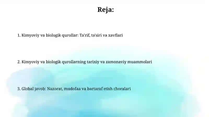 Kimyoviy biologik qurollar ularning talofatlari 2