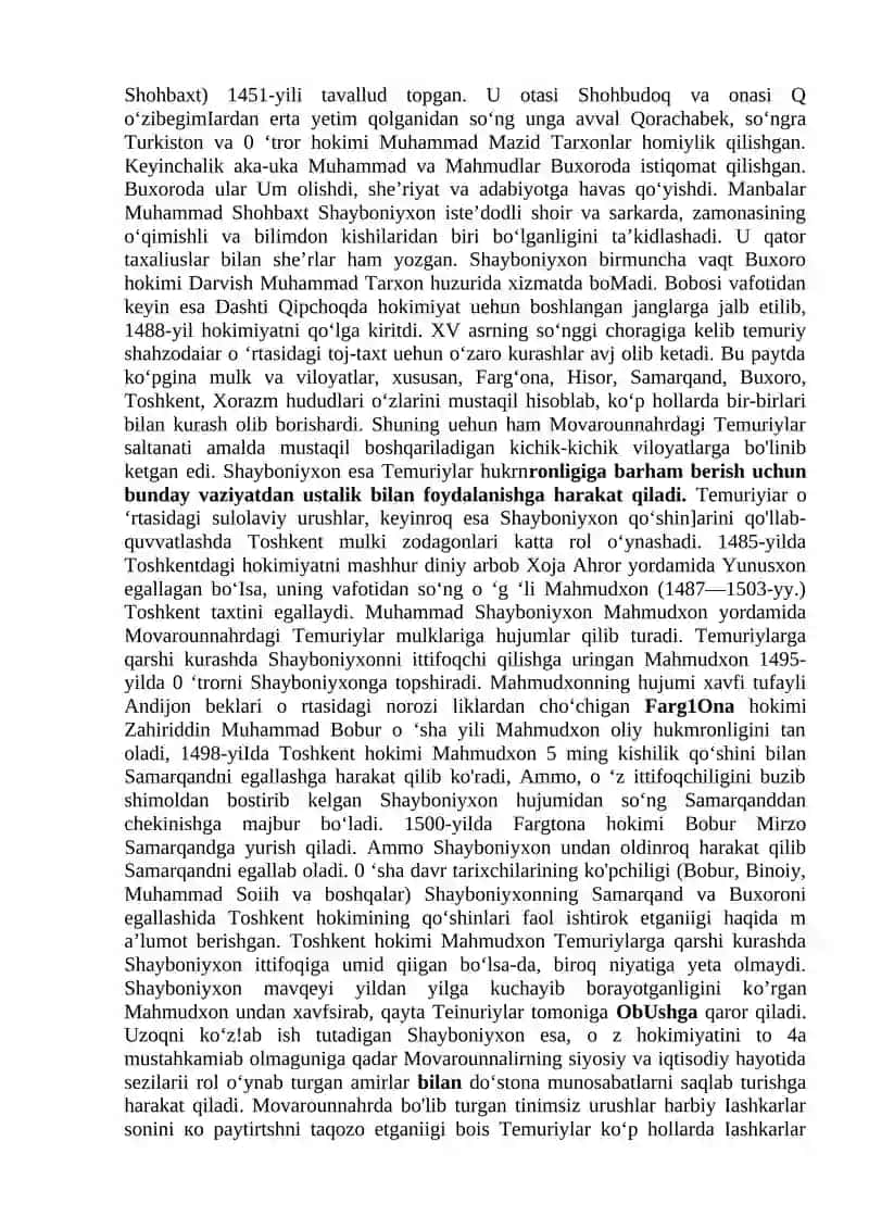 Buxoro Xonligining Tashkil Topishi va Siyosiy Hayoti 2