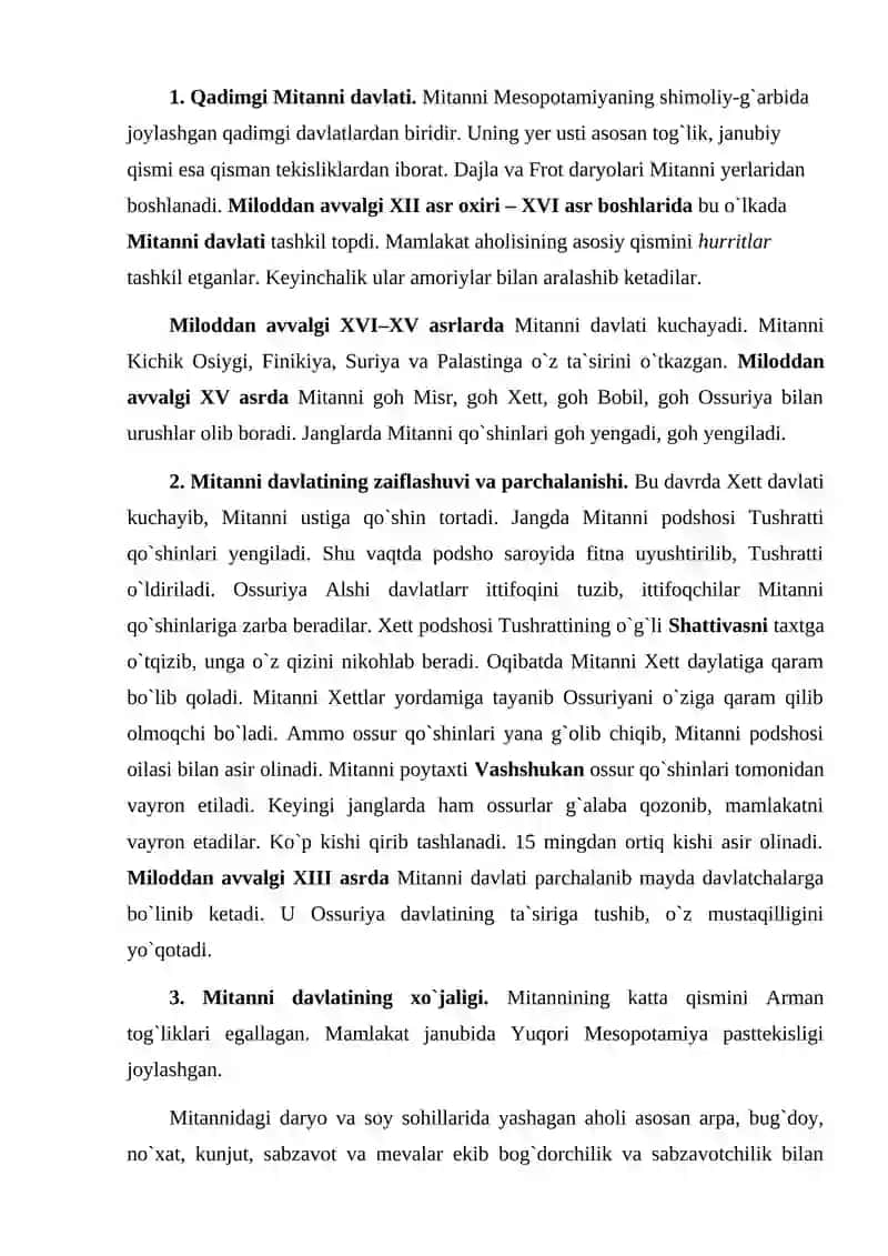 Qadimgi Mitanni va Yangi Bobil podsholigi 2