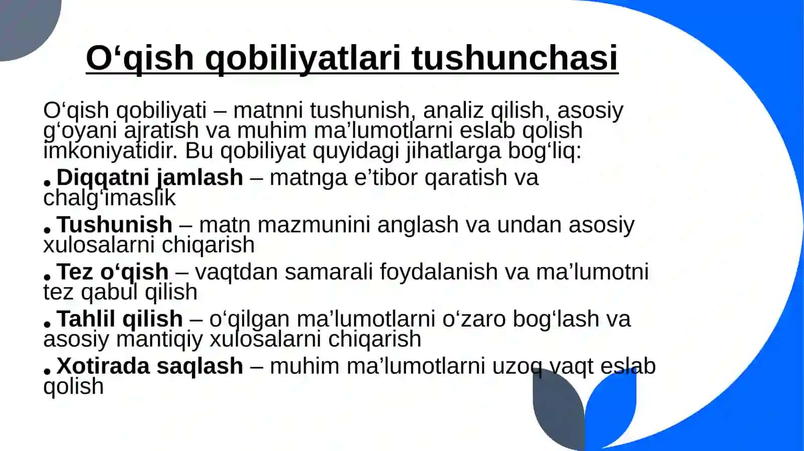 O'qish Qobiliyatlari 2
