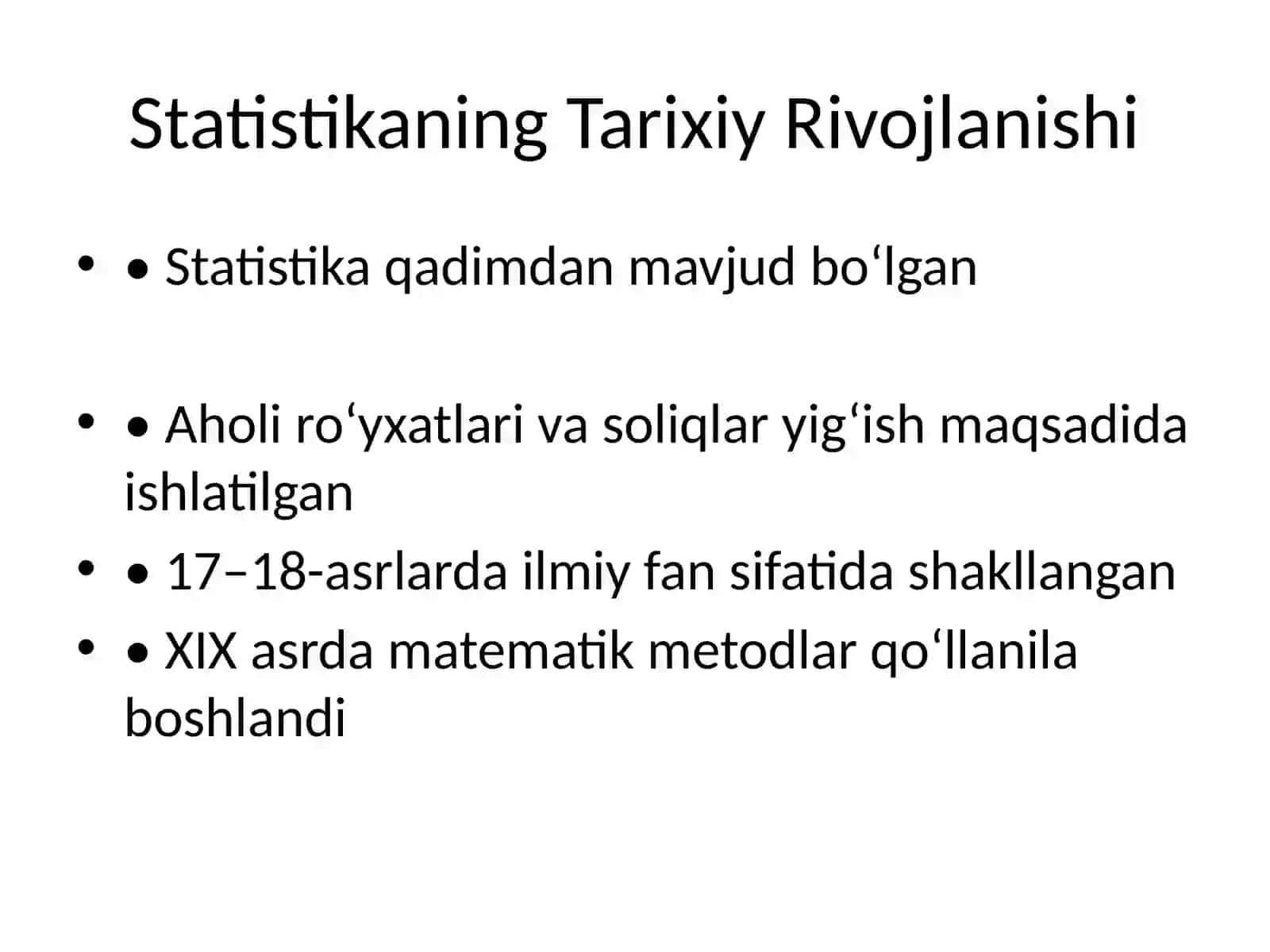 Statistika Tarixi va Rivojlanishi 2