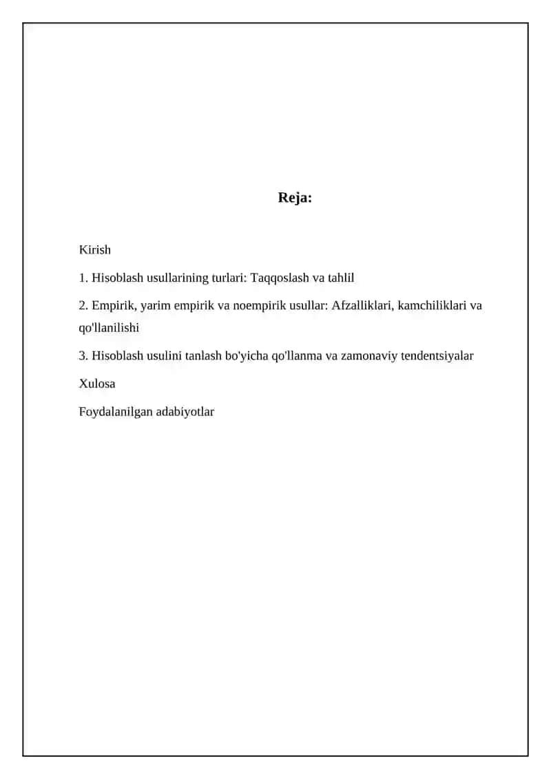 Hisoblash usullari. Empirik, yarim empirik, noempirik hisoblash usullari 2