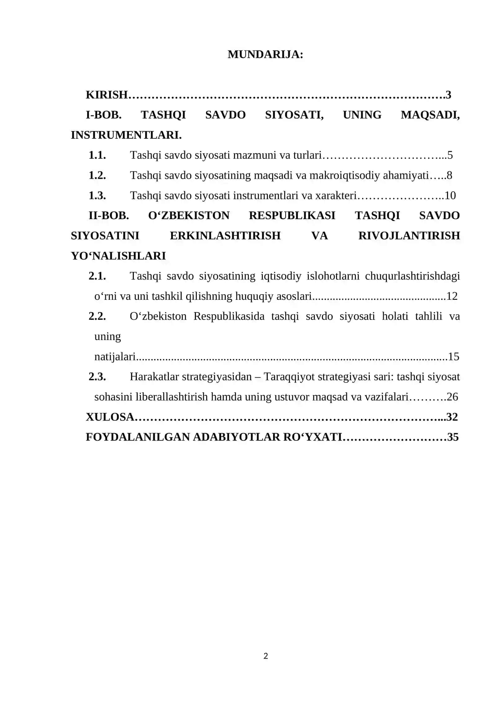 O‘ZBEKISTON TASHQI SAVDO SIYOSATINI ERKINLASHTIRISH VA SAMARADORLIGINI OSHIRISH YO‘LLARI 2
