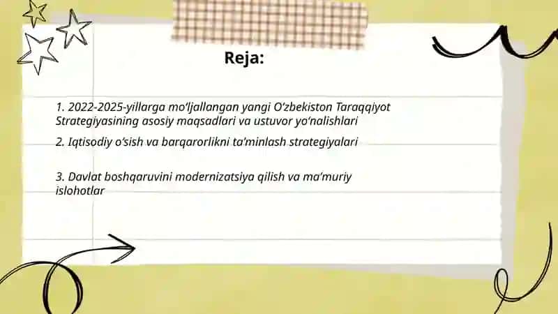 2022-2025- yillarga moʻljallangan yangi Oʻzbekiston Taraqqiyot Strategiyasi 2