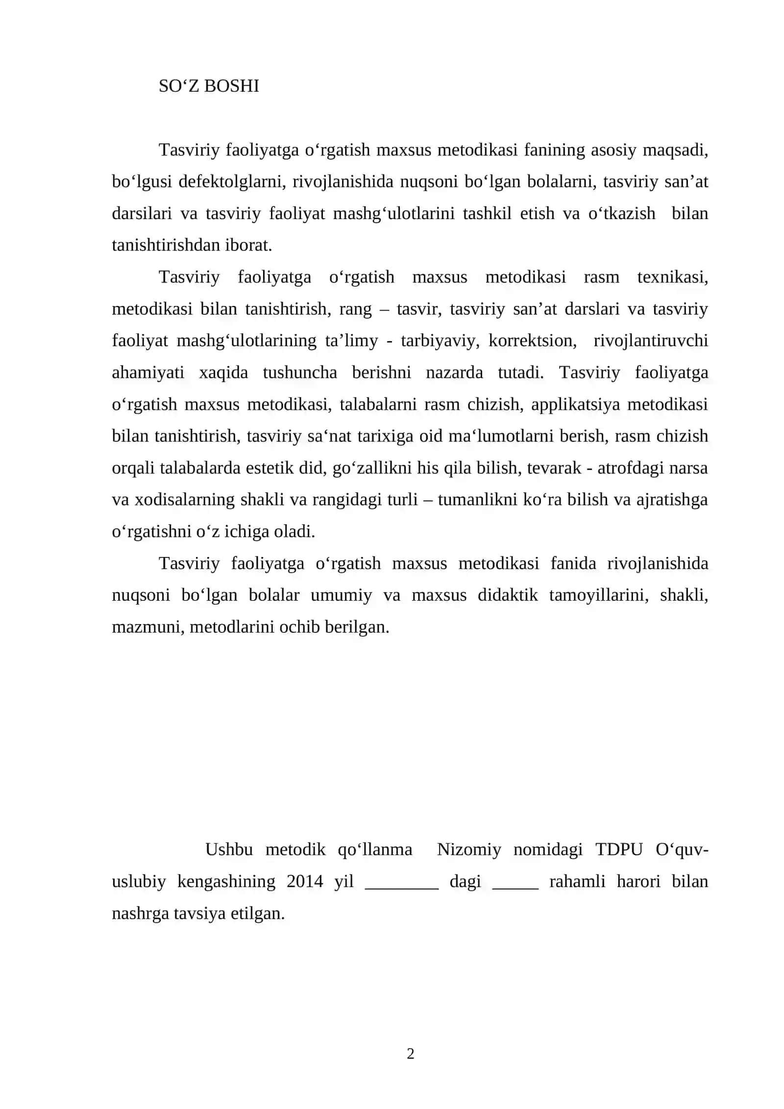 TASVIRIY FAOLIYATGA OʻRGATISH MAXSUS METODIKASI 2