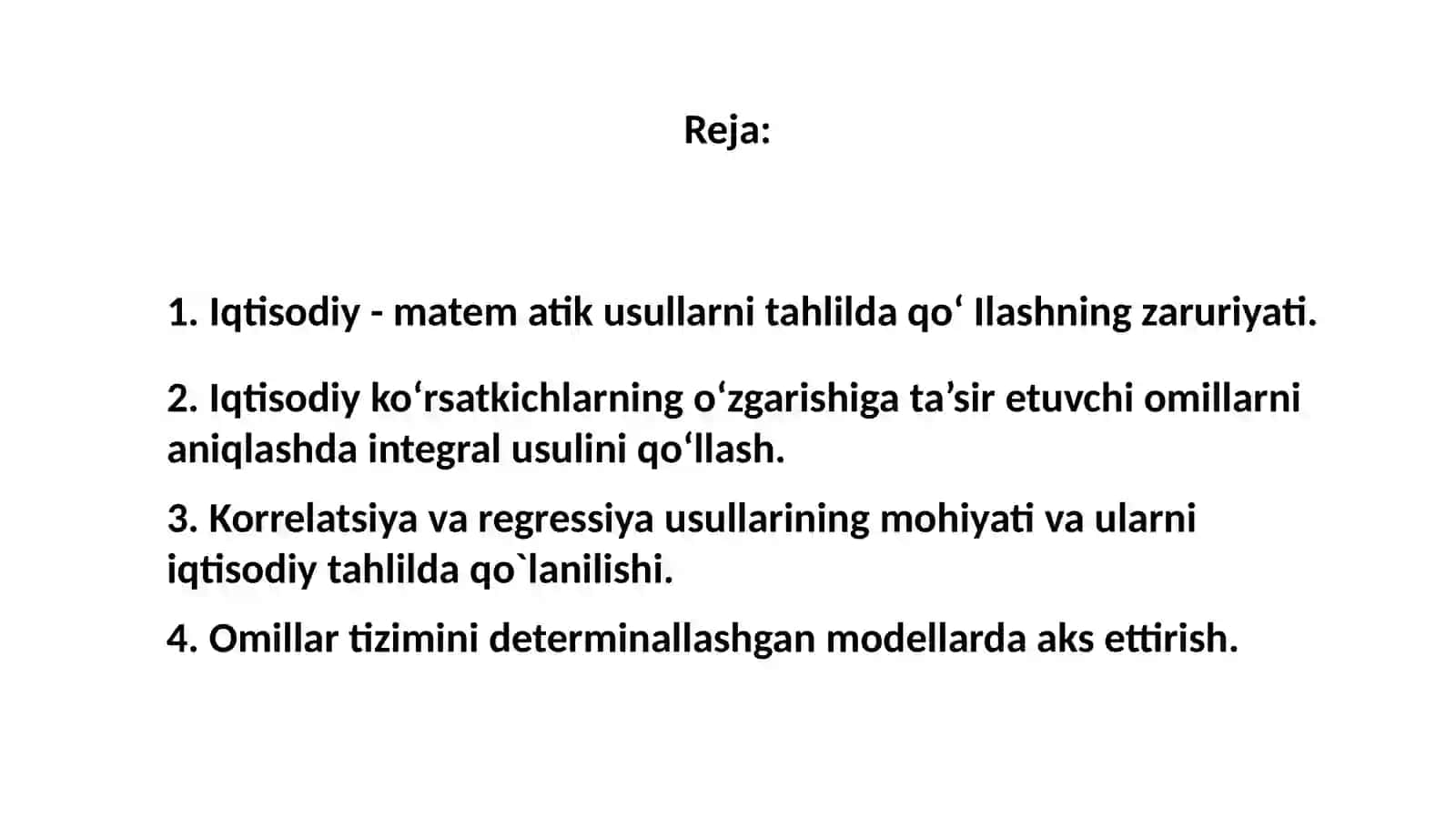 Iqtisodiy-matematik tahlilida qo‘llaniladigan iqtisodiy-matematik va maxsus usullar 2