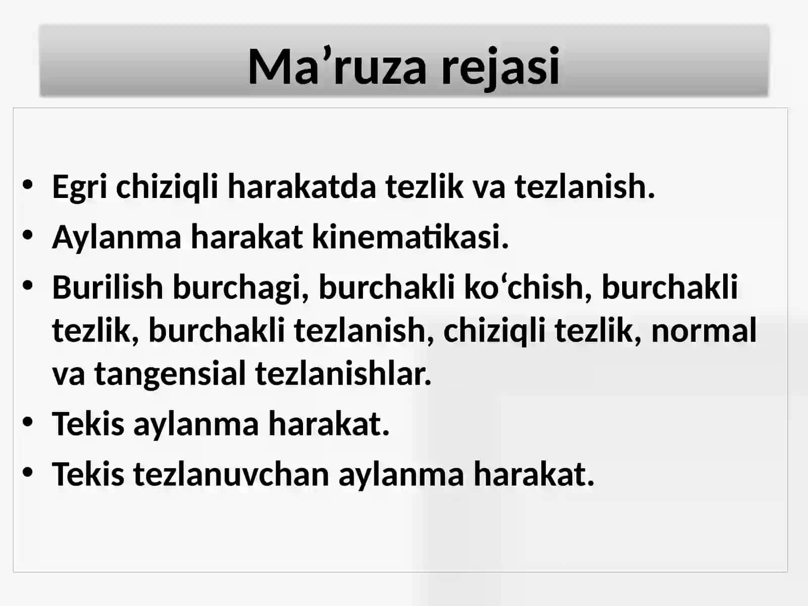 Fizika I Ma’ruzarejasi 2
