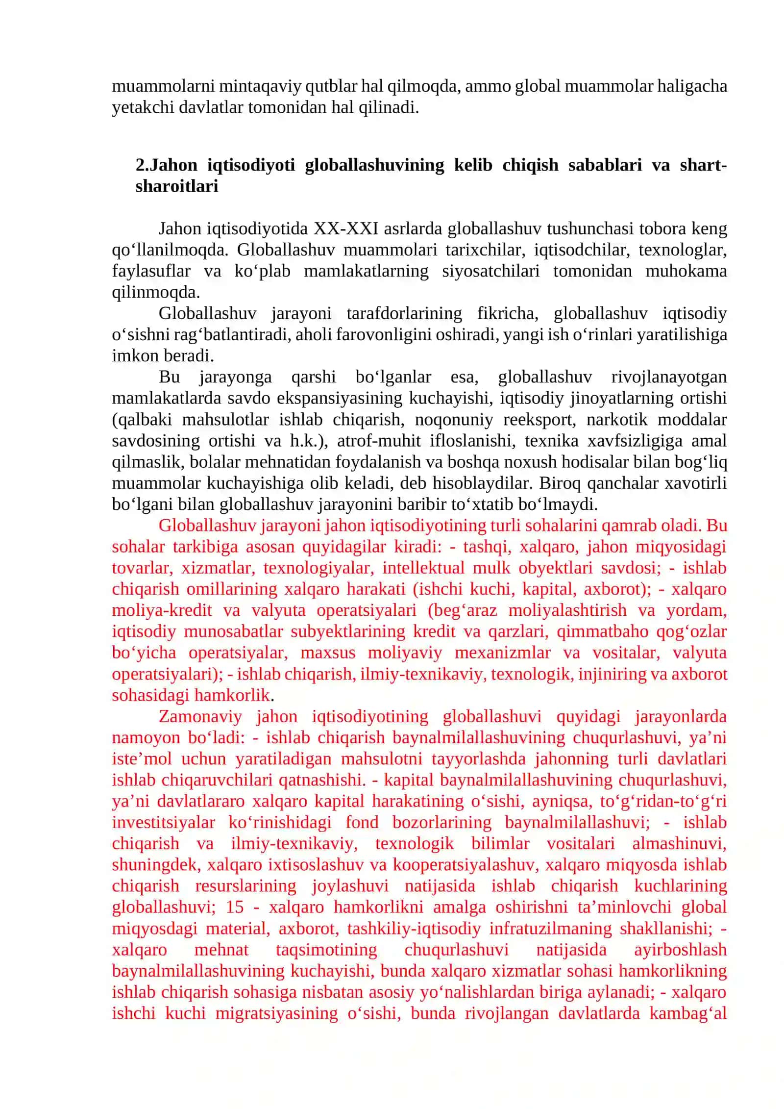 "GLOBAL IQTISODIY RIVOJLANISH" FANIGA KIRISH 2