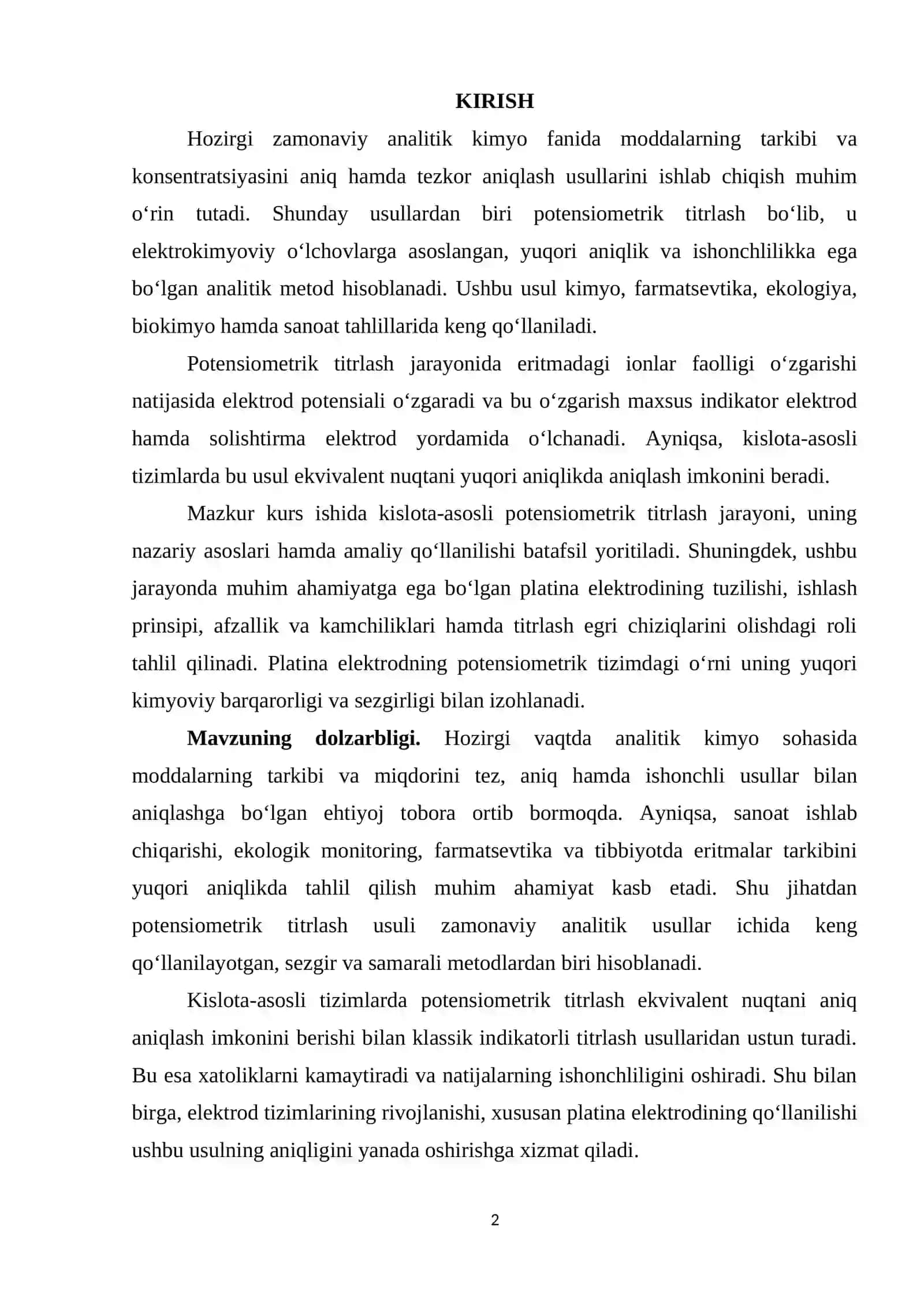 BOB. Potensiometrik titrlashning nazariy asoslari 2