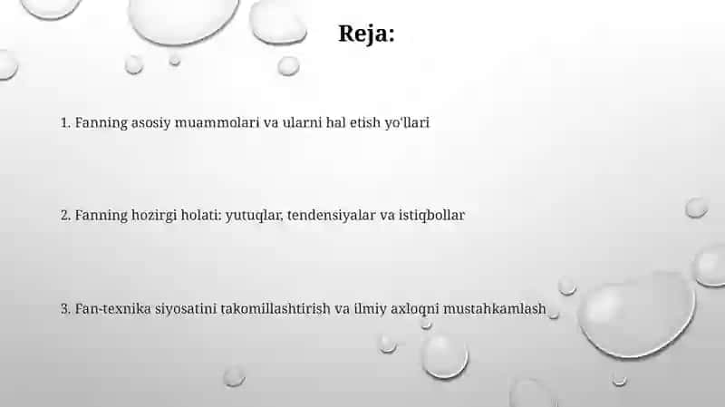 Fanning asosiy muammolari va ularni hal etish yo'llari 2