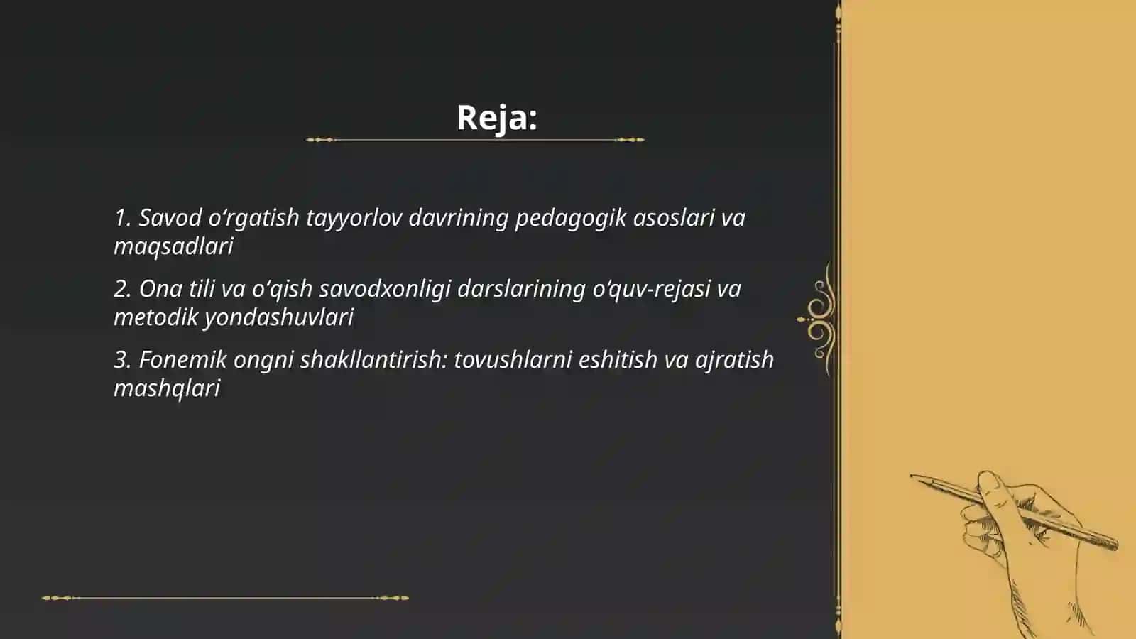 Savod oʻrgatish tayyorlov davri 2