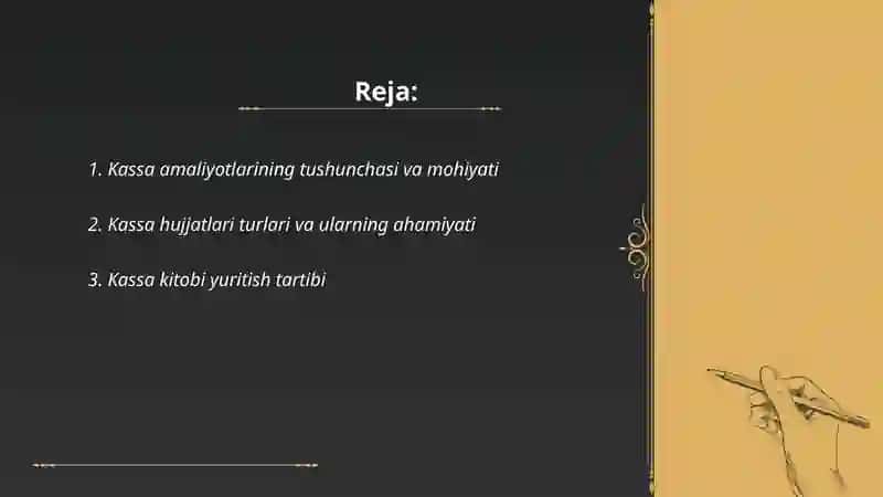 Kassa operatsiyalarini hisobga olish 2