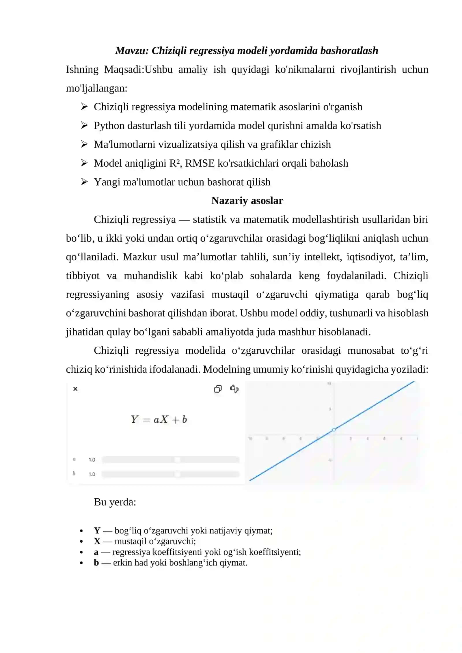 Chiziqli regressiya modeli yordamida bashoratlash 2