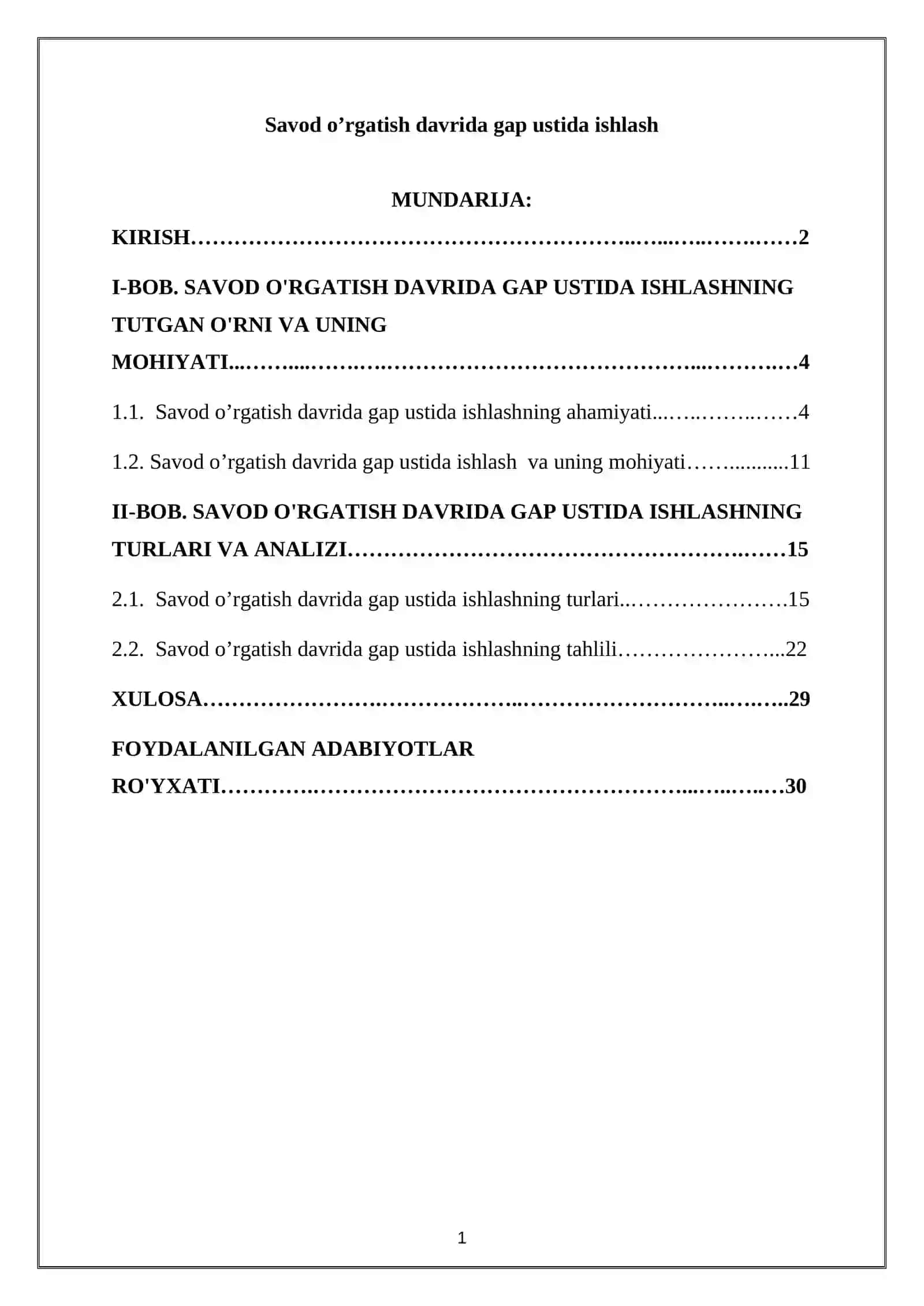Savod o’rgatish davrida gap ustida ishlash 2