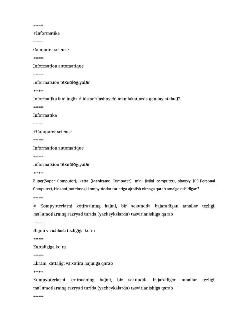 Axborot texnologiyalari test 2