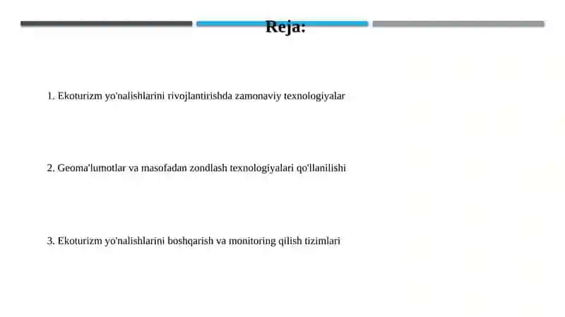 Ekoturizm yo’nalishida mashrutlar tuzish teznologiyasi 2
