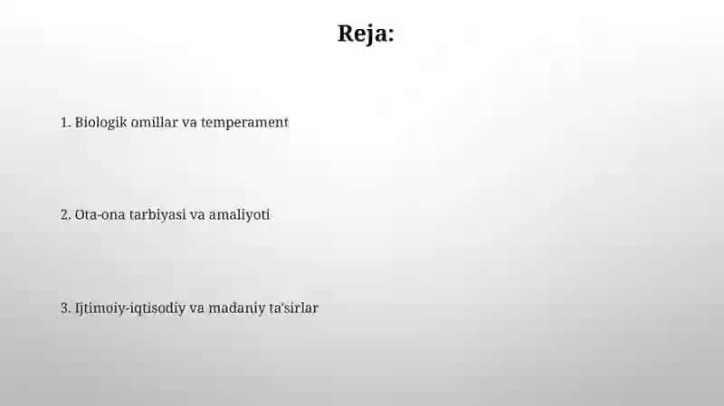 Tarbiyaga ta'sir etuvchi omillar. Tarbiya nazariyasi va tarbiya turlari 2