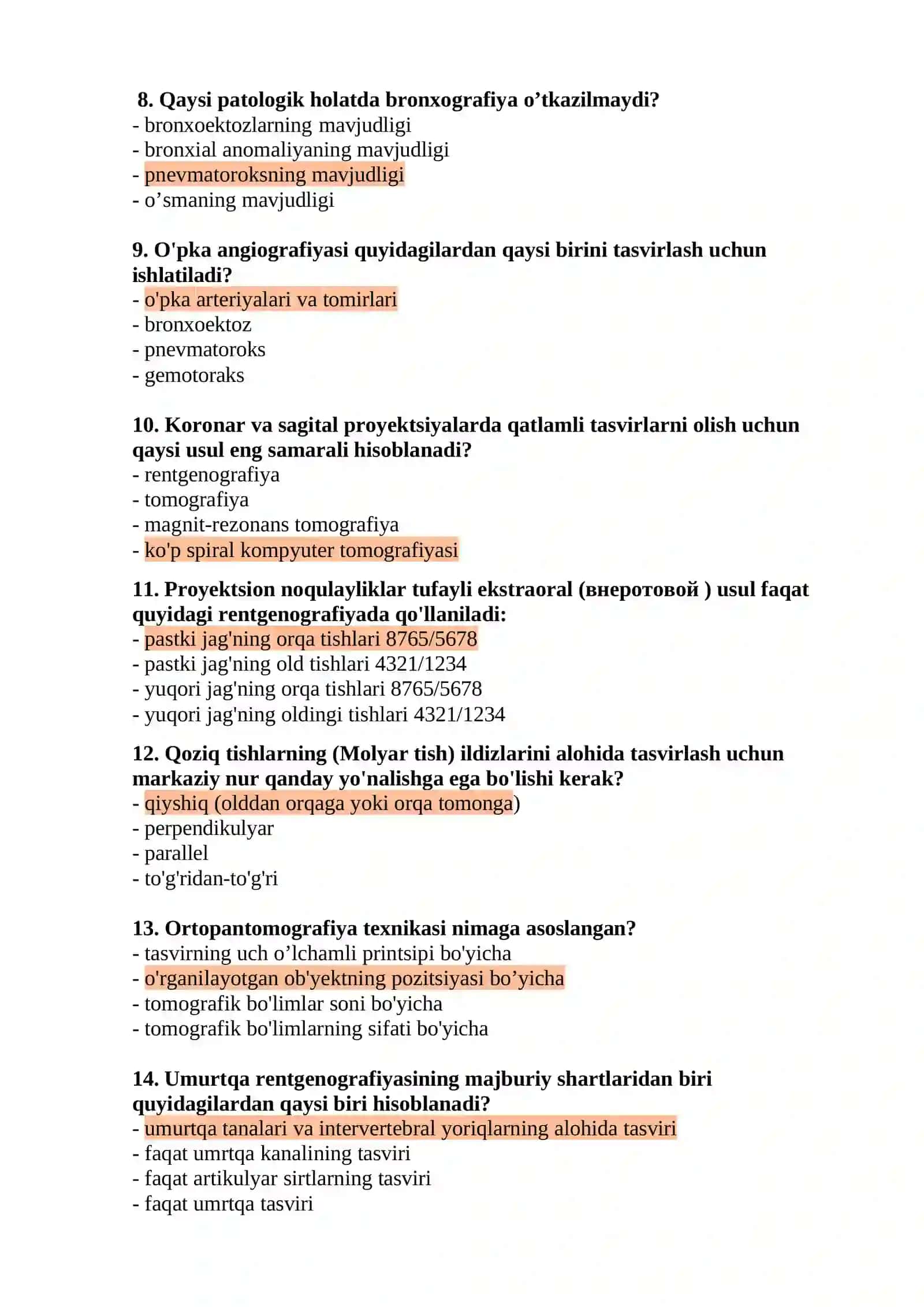 Argos test savollari rentgen laboranti 2