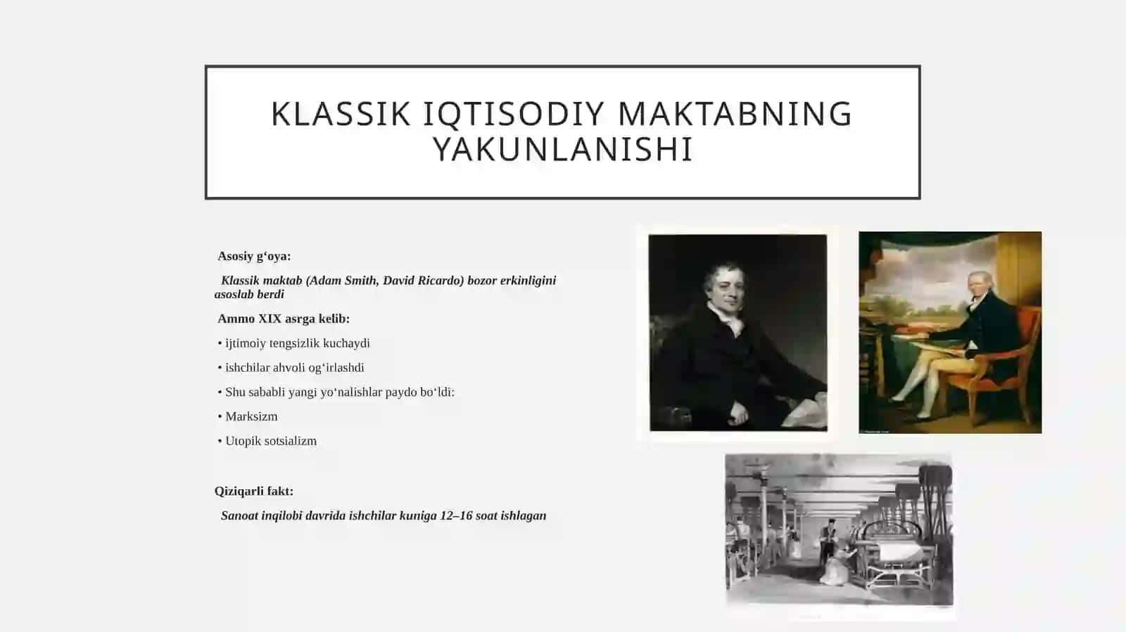 Klassik iqtisodiy maktabning yakunlanishi (Utopiya sotsialistlari - Marks xayoti) 2