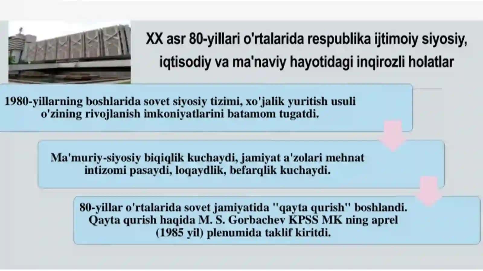 Mustaqillikka erishish arafasida O‘zbekistonda ijtimoiy-siyosiy jarayonlar 2