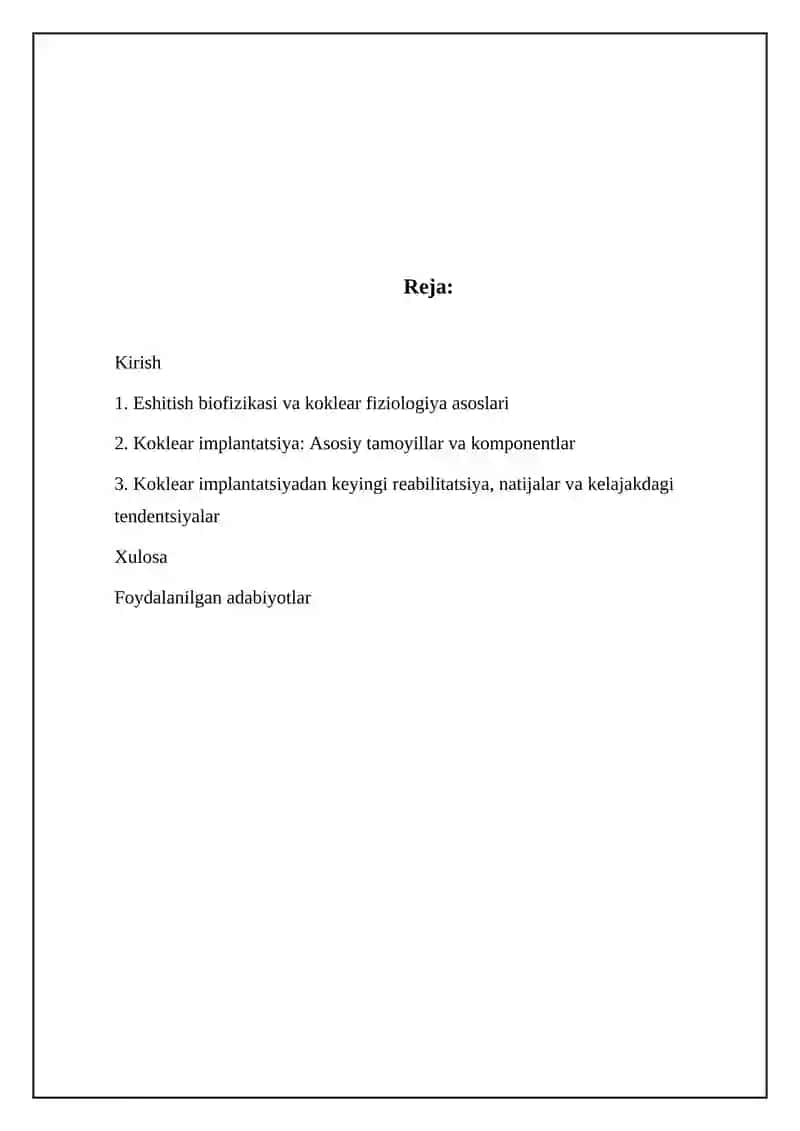 Eshitish biofizikasi va koklear fiziologiya asoslari 2