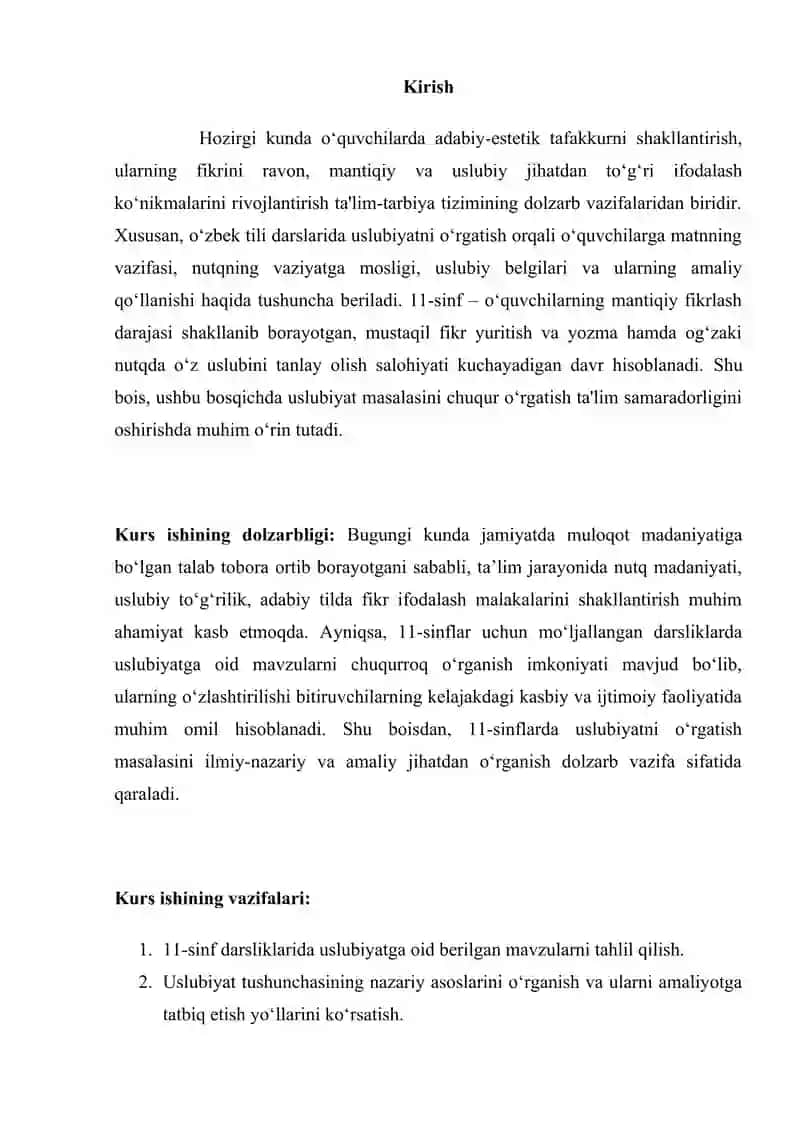 11-sinflarda uslubiyatni o’rganish masalasi 2